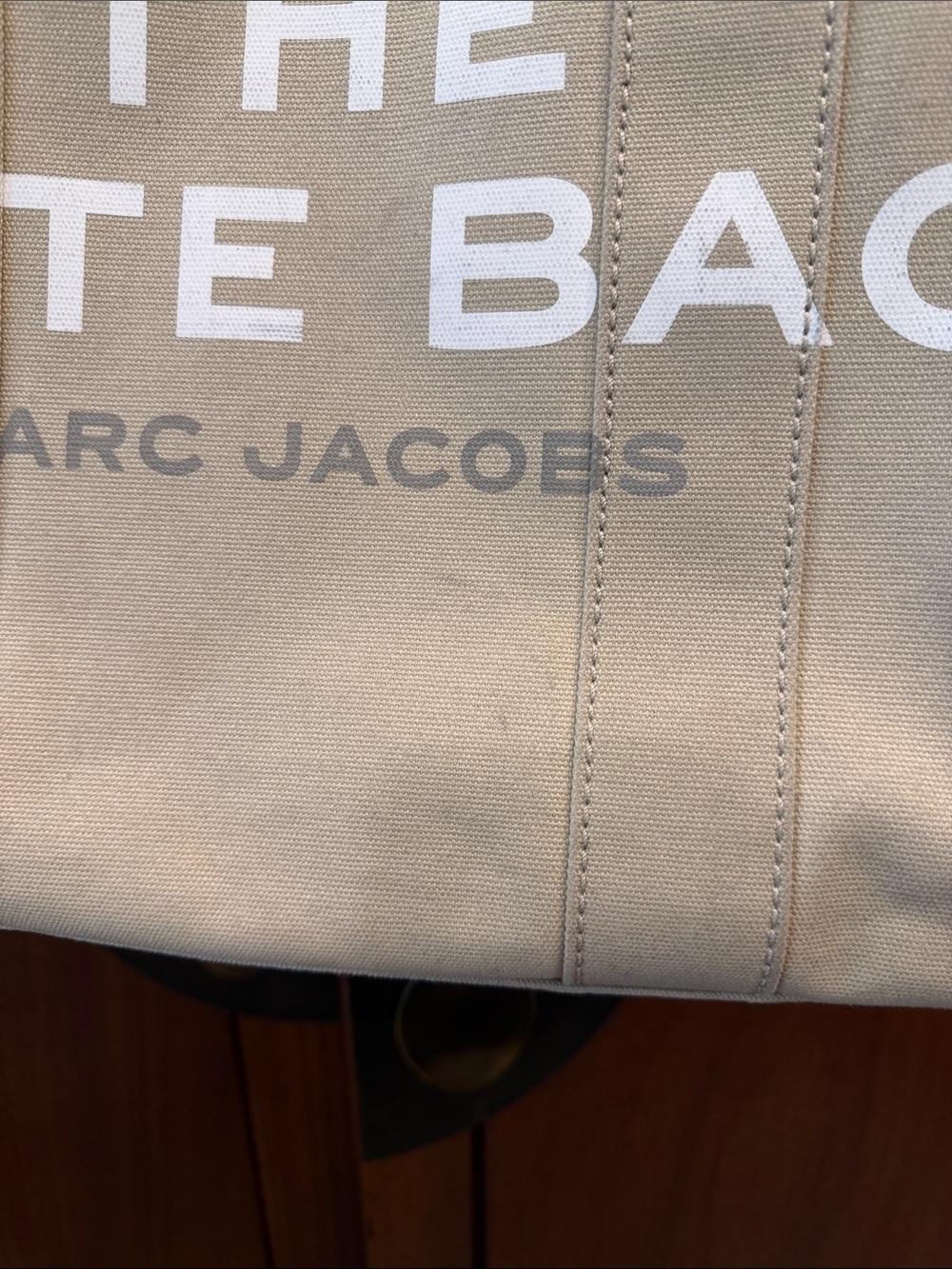 Marc Jacobs Canvas Tote Bag in Beige with White Logo - Picture 3 of 16